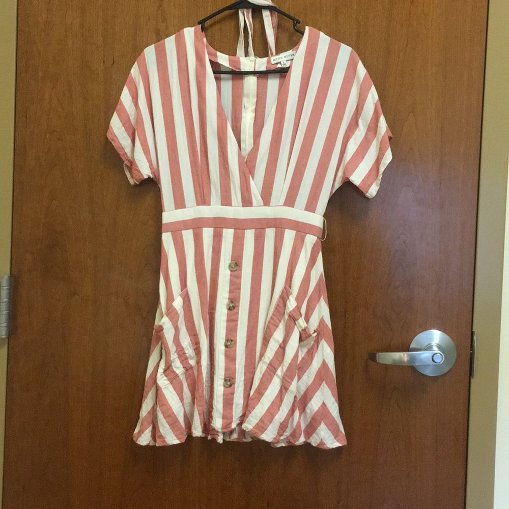 Moon River Striped Wrap Dress